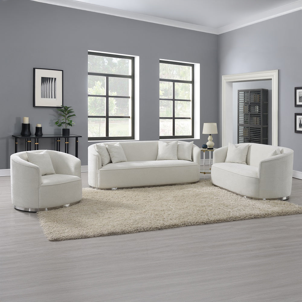 ACME Odette Beige Chenille Loveseat with 2 Pillows Model LV01918