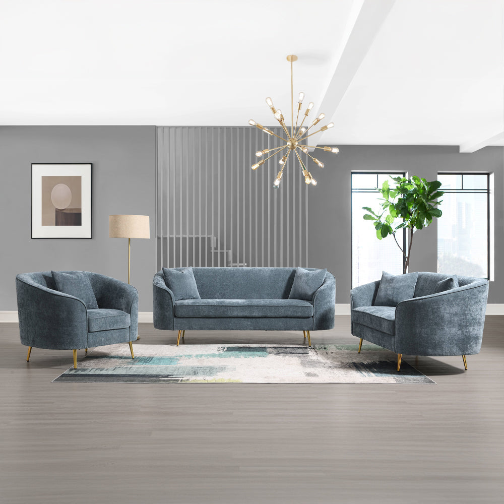 ACME Nakendra Cobalt Blue Chenille Loveseat with 2 Pillows Model LV01921