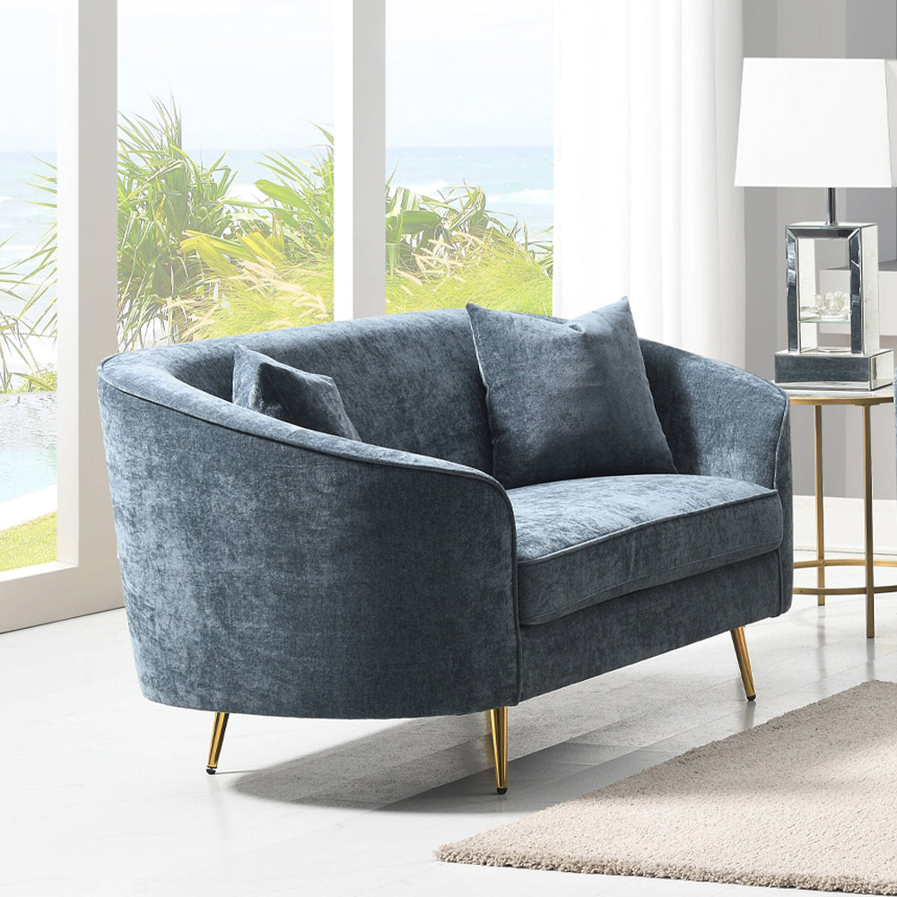 ACME Nakendra Cobalt Blue Chenille Loveseat with 2 Pillows Model LV01921