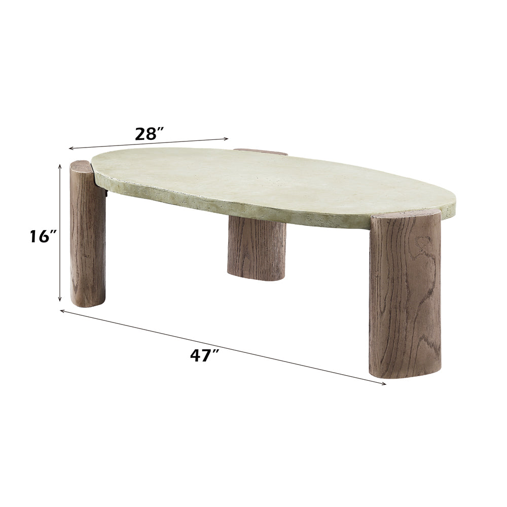 ACME Jacinda Off White & Oak Coffee Table Model LV01929