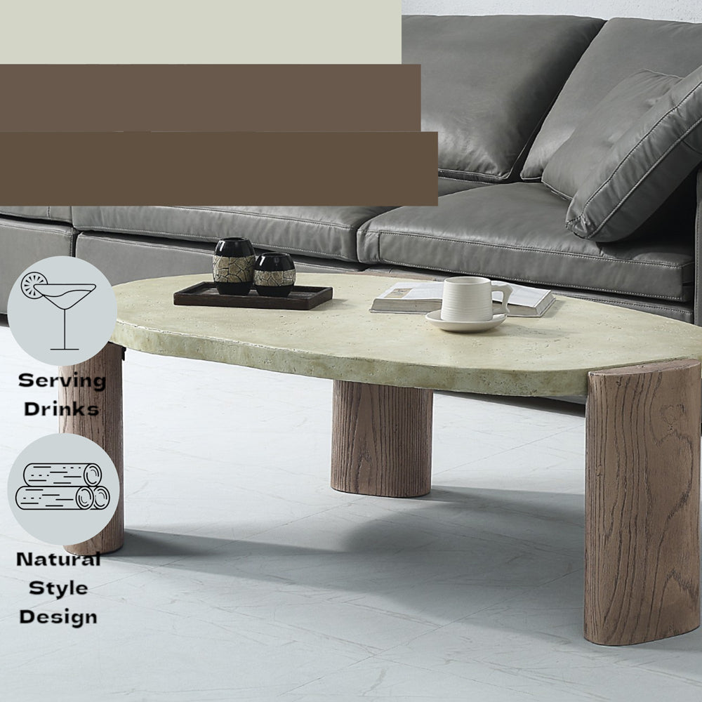 ACME Jacinda Off White & Oak Coffee Table Model LV01929