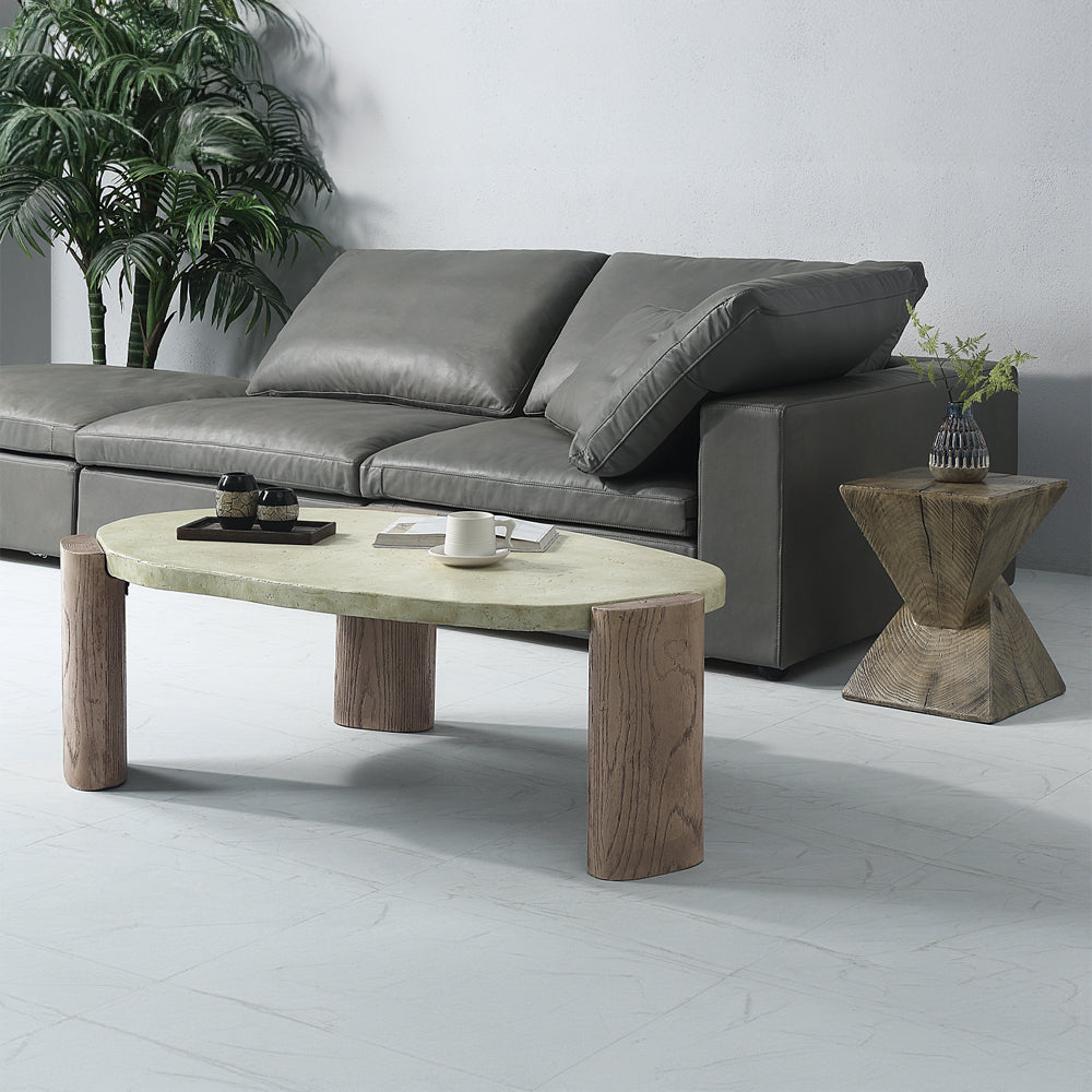 ACME Jacinda Off White & Oak Coffee Table Model LV01929