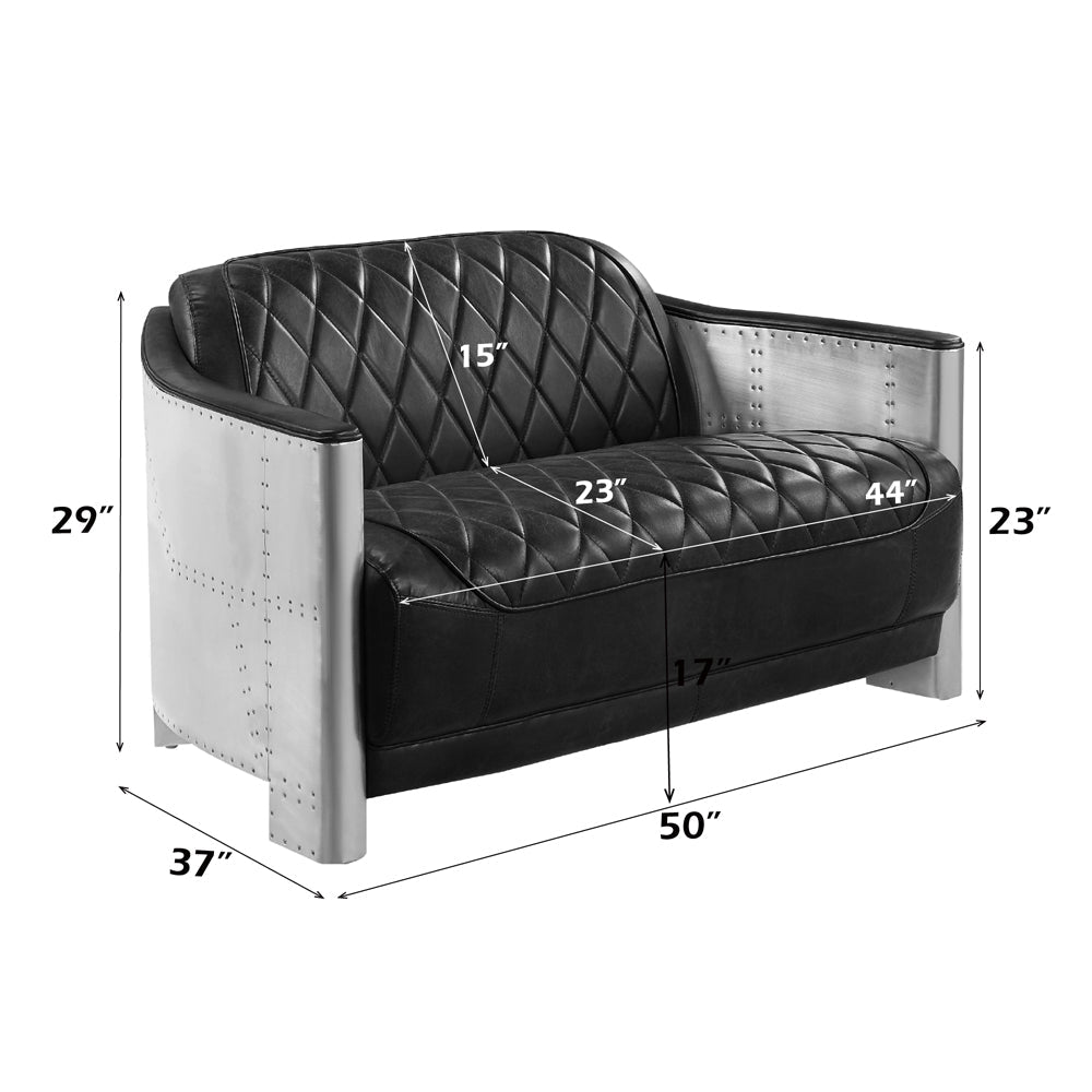 ACME Sedna Black Top Grain Leather Loveseat Model LV01983