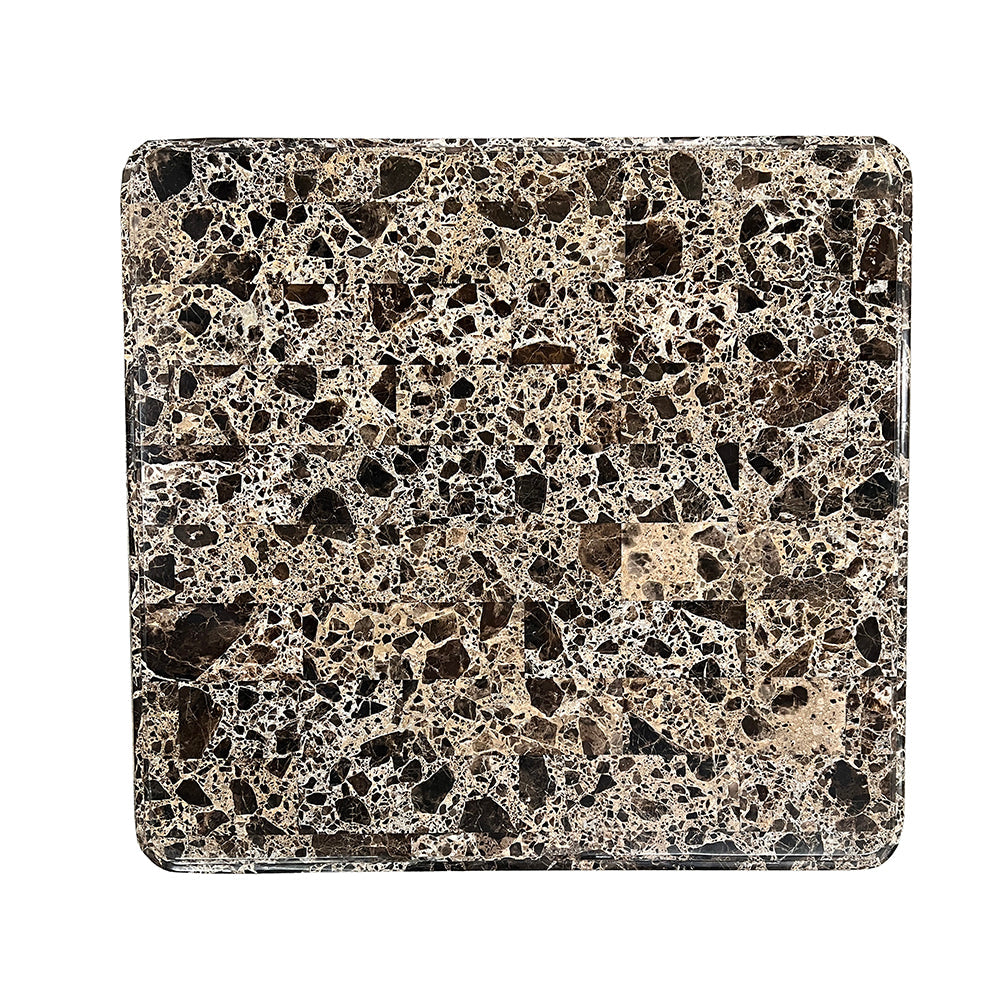 ACME Nayla Natural Marble & Cherry End Table Model LV02005