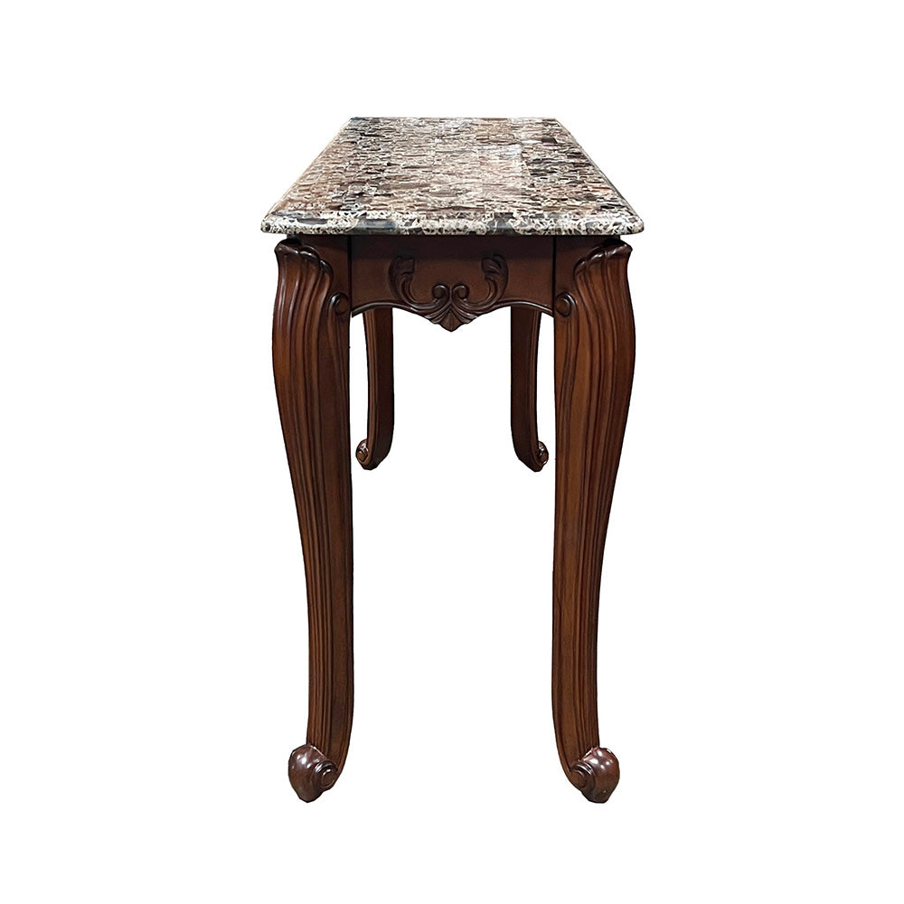 ACME Nayla Natural Marble & Cherry Sofa Table Model LV02006