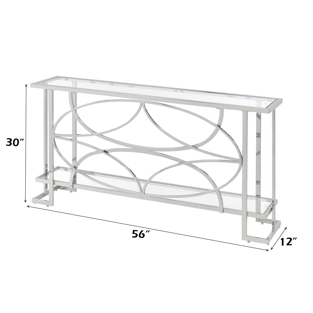 ACME Kalan Glass & Silver Sofa Table Model LV02081