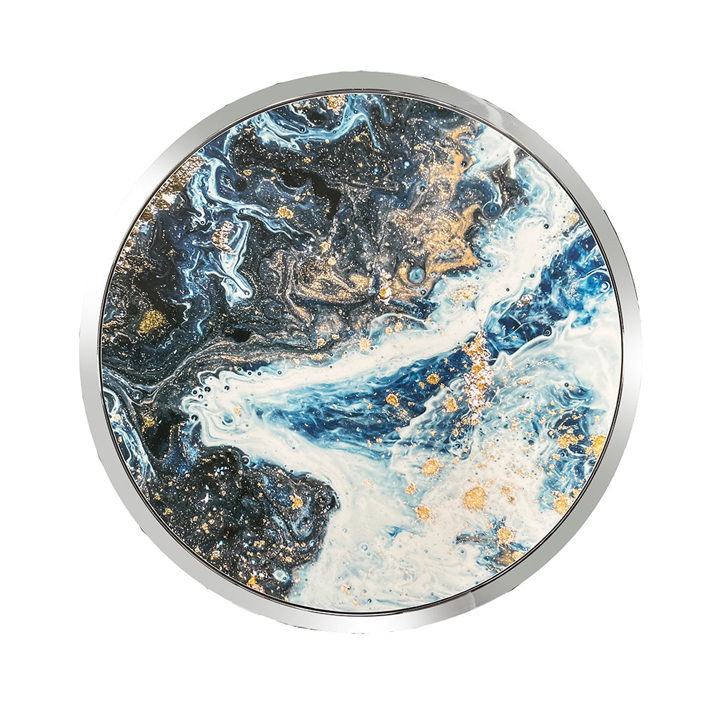 ACME Lyda Blue Marble Print & Chrome End Table Model LV02096