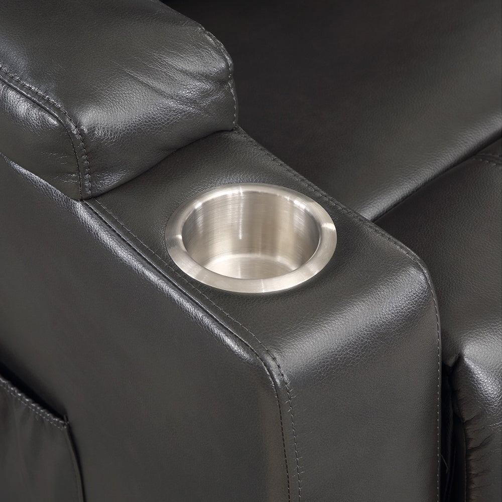 ACME Evander Gunmetal Leather Aire Recliner with Power Lift & Massage Model LV02182