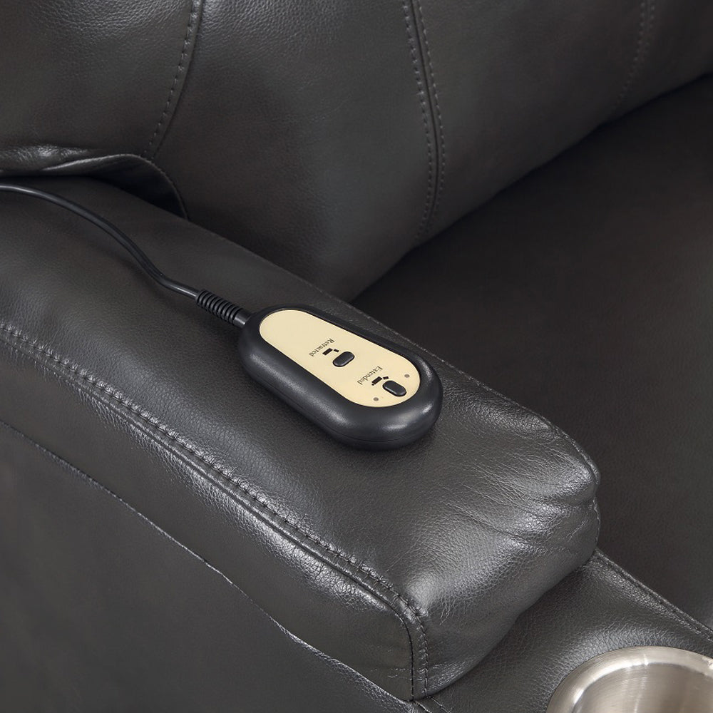 ACME Evander Gunmetal Leather Aire Recliner with Power Lift & Massage Model LV02182