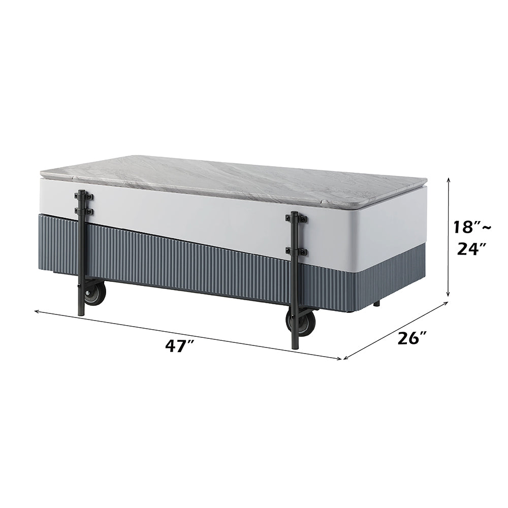 ACME Wilkins White & Gray High Gloss Coffee Table with Lift Top Model LV02187