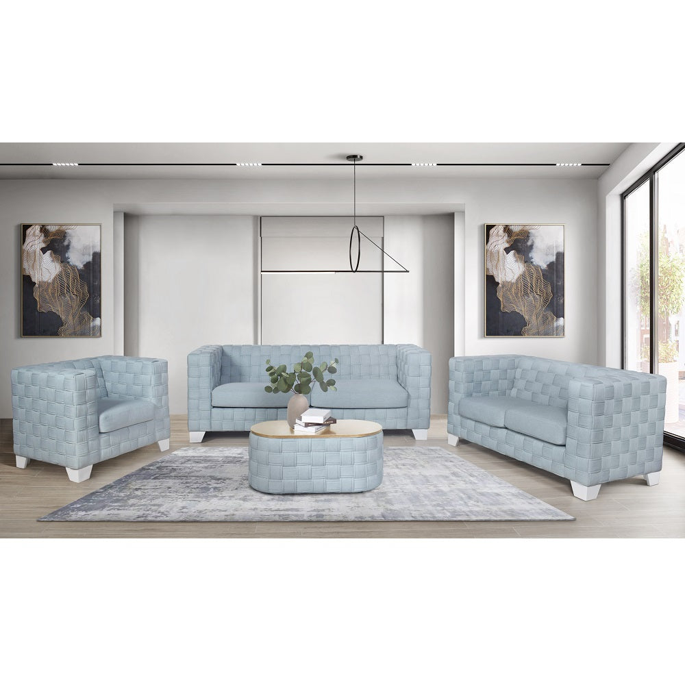 ACME Saree Light Teal Chenille & White Sofa Model LV02346