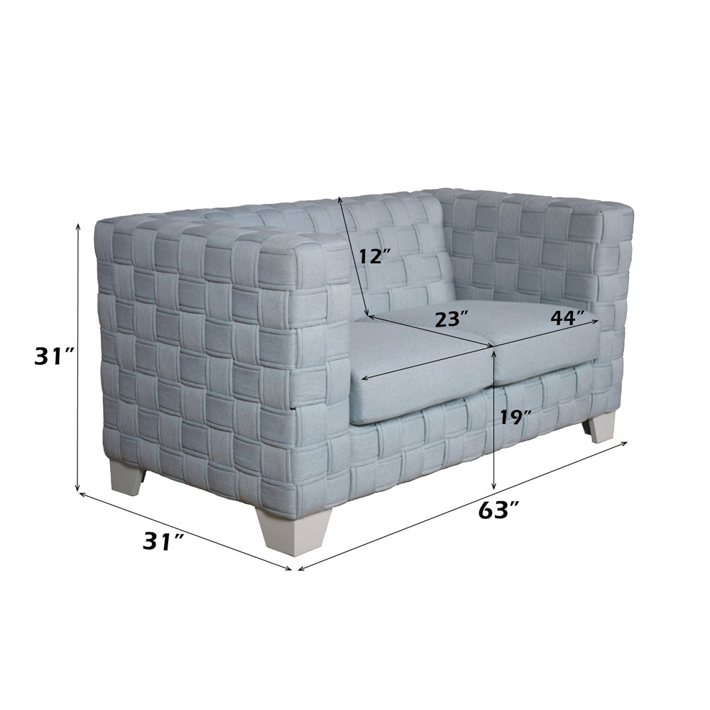 ACME Saree Light Teal Chenille & White Loveseat Model LV02347
