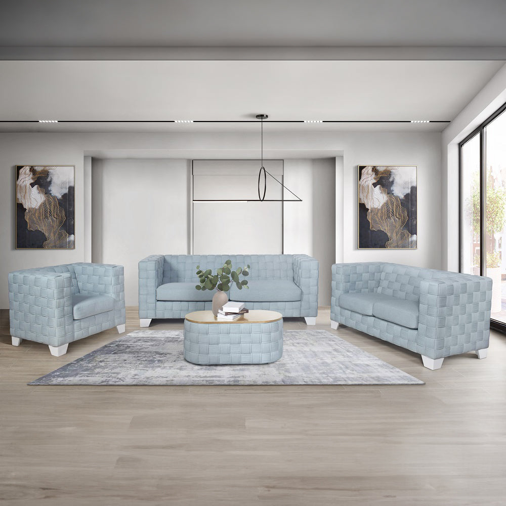 ACME Saree Light Teal Chenille & White Loveseat Model LV02347