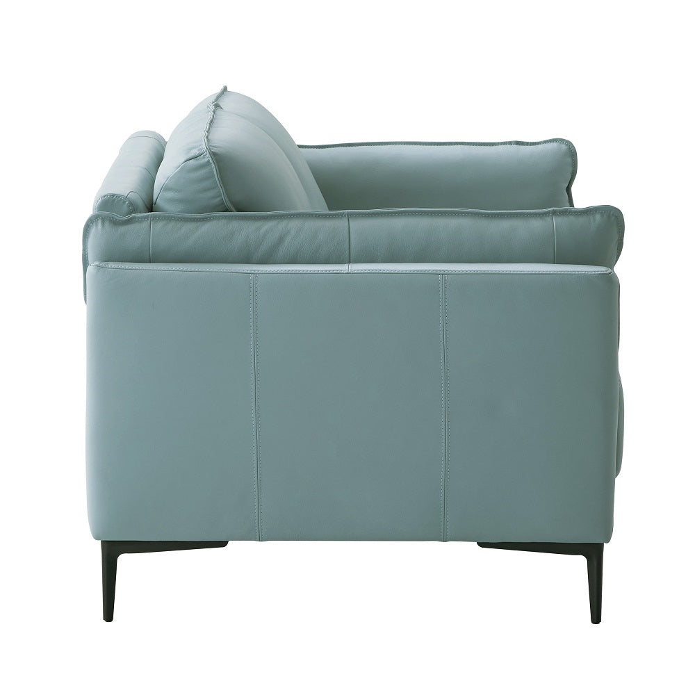 ACME Mesut Sage Green Top Grain Leather & Black Loveseat Model LV02388