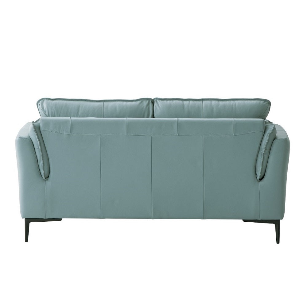 ACME Mesut Sage Green Top Grain Leather & Black Loveseat Model LV02388