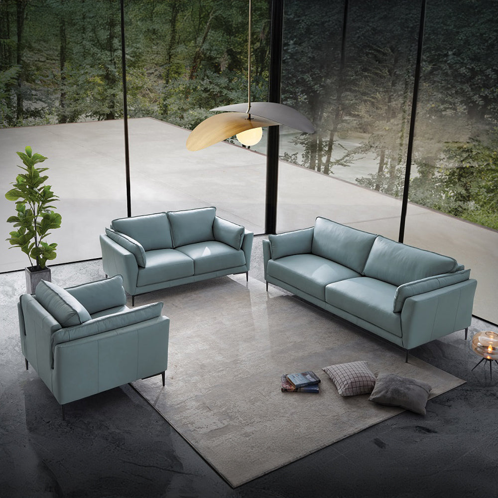 ACME Mesut Sage Green Top Grain Leather & Black Loveseat Model LV02388