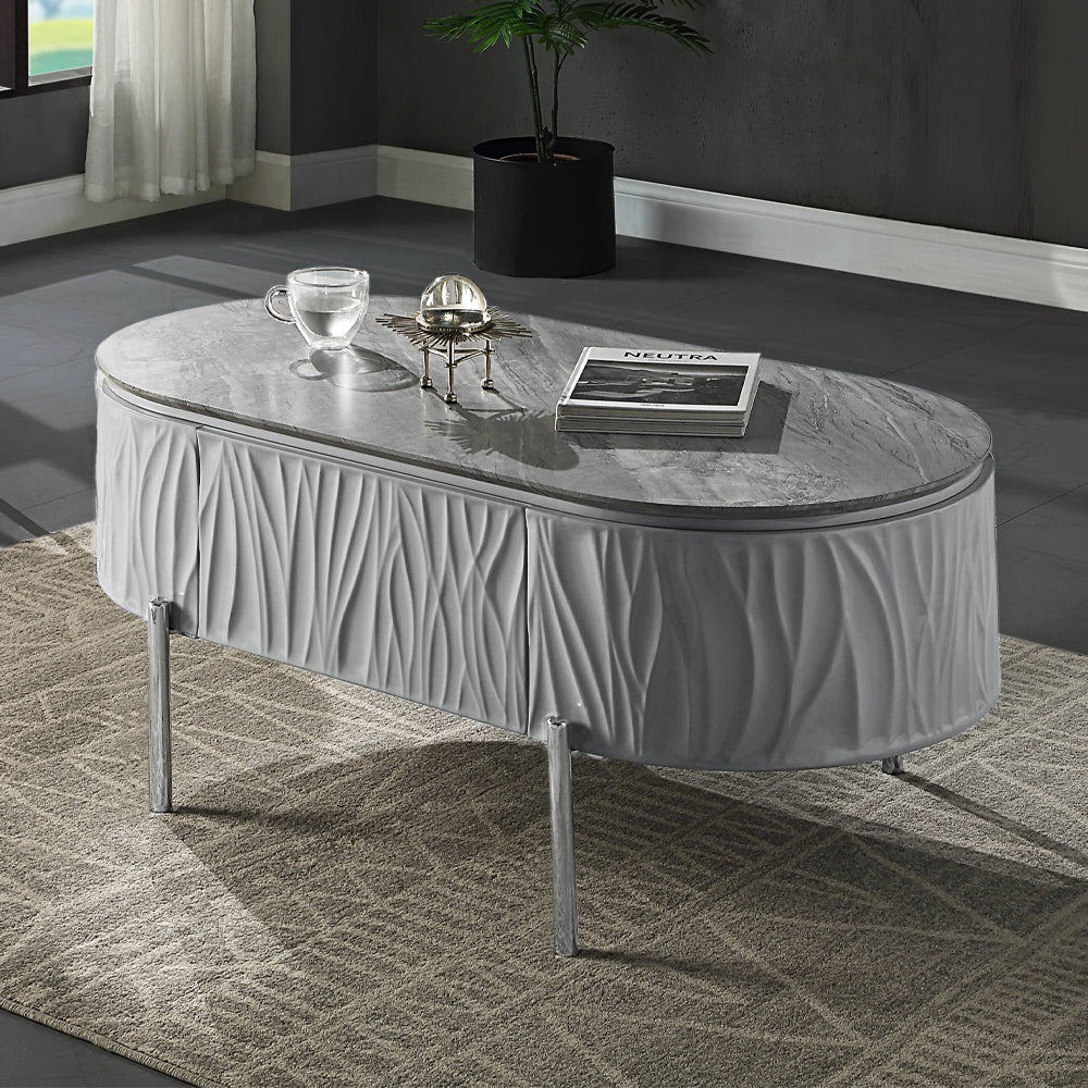 ACME Yukino Gray High Gloss & Chrome Coffee Table Model LV02411