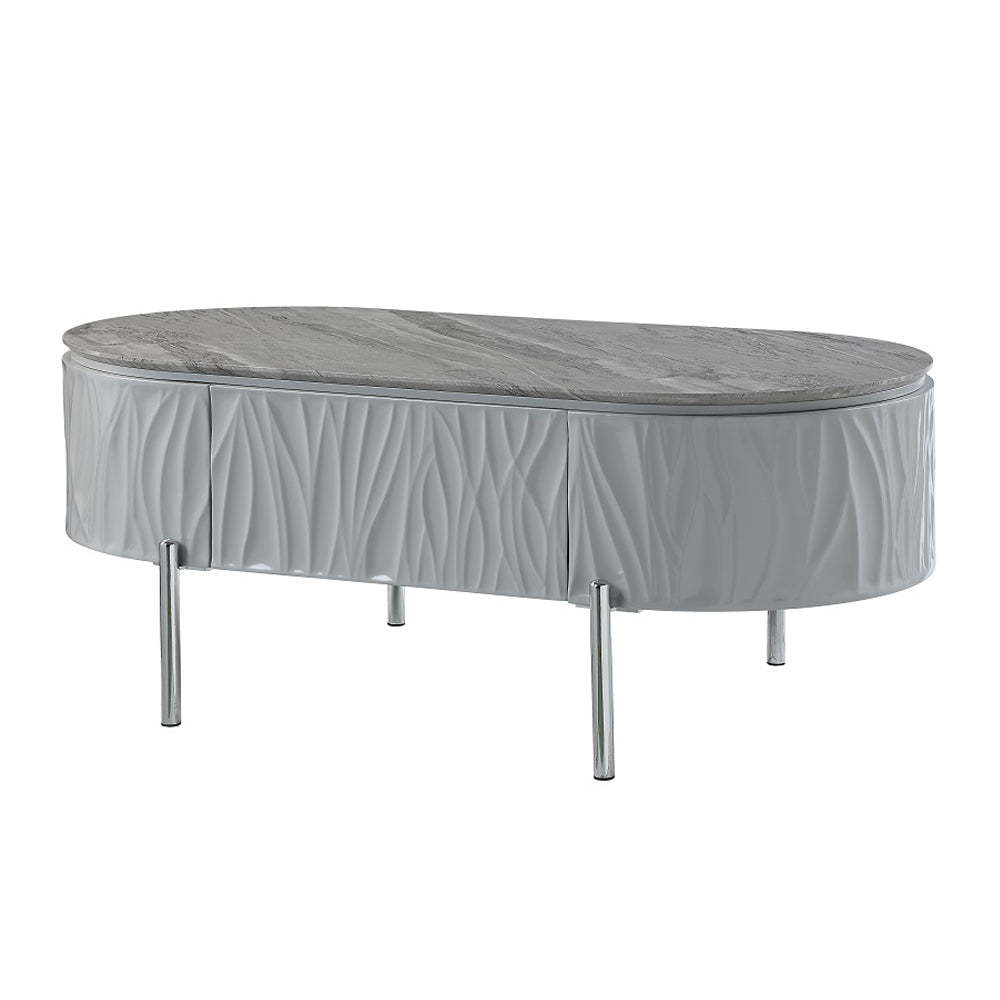 ACME Yukino Gray High Gloss & Chrome Coffee Table Model LV02411