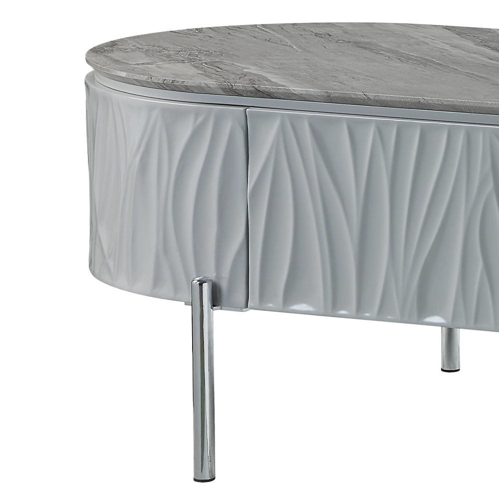 ACME Yukino Gray High Gloss & Chrome Coffee Table Model LV02411