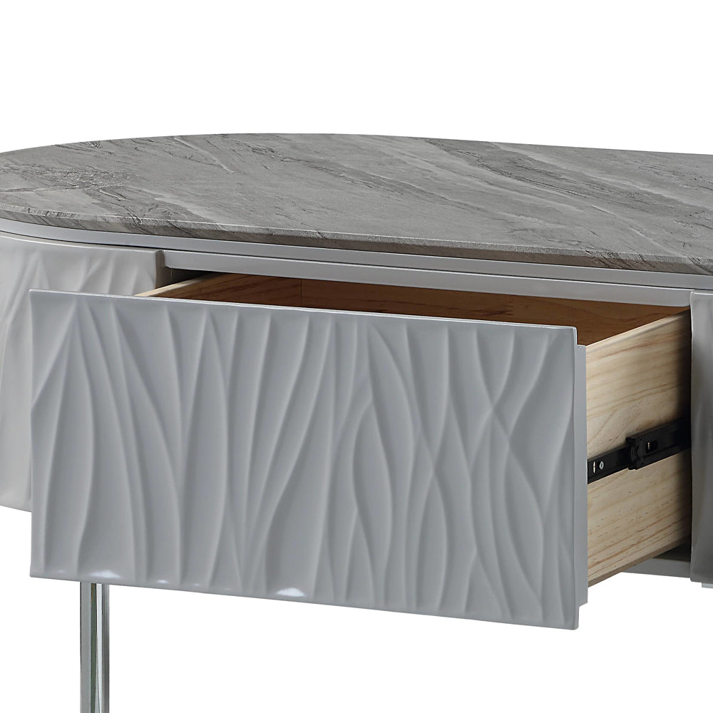 ACME Yukino Gray High Gloss & Chrome Coffee Table Model LV02411