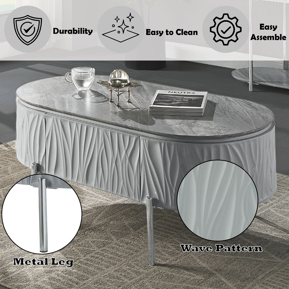 ACME Yukino Gray High Gloss & Chrome Coffee Table Model LV02411