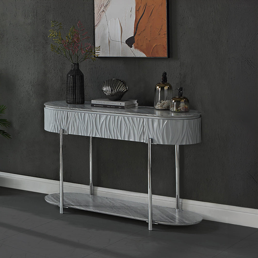 ACME Yukino Gray High Gloss & Chrome Sofa Table Model LV02413