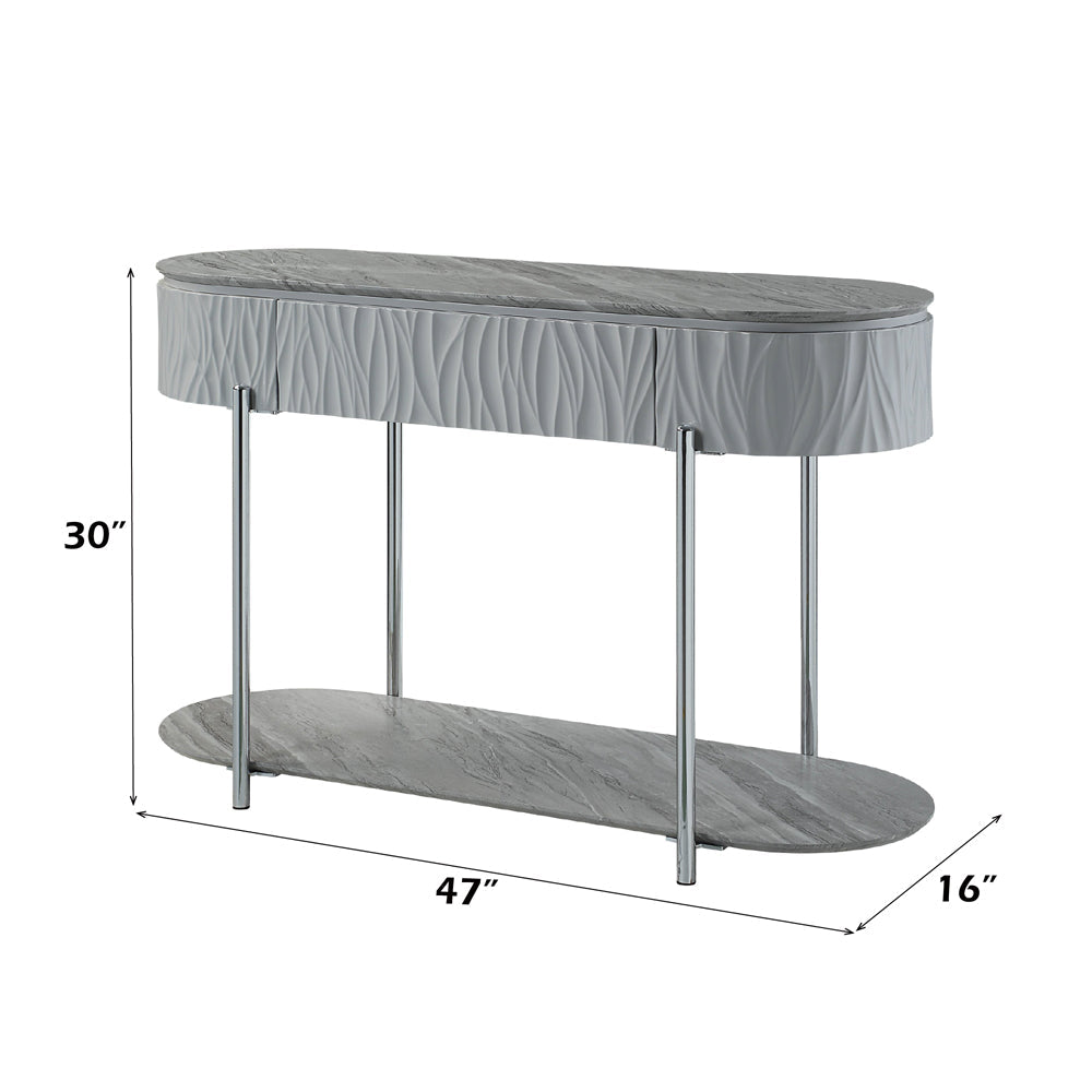 ACME Yukino Gray High Gloss & Chrome Sofa Table Model LV02413
