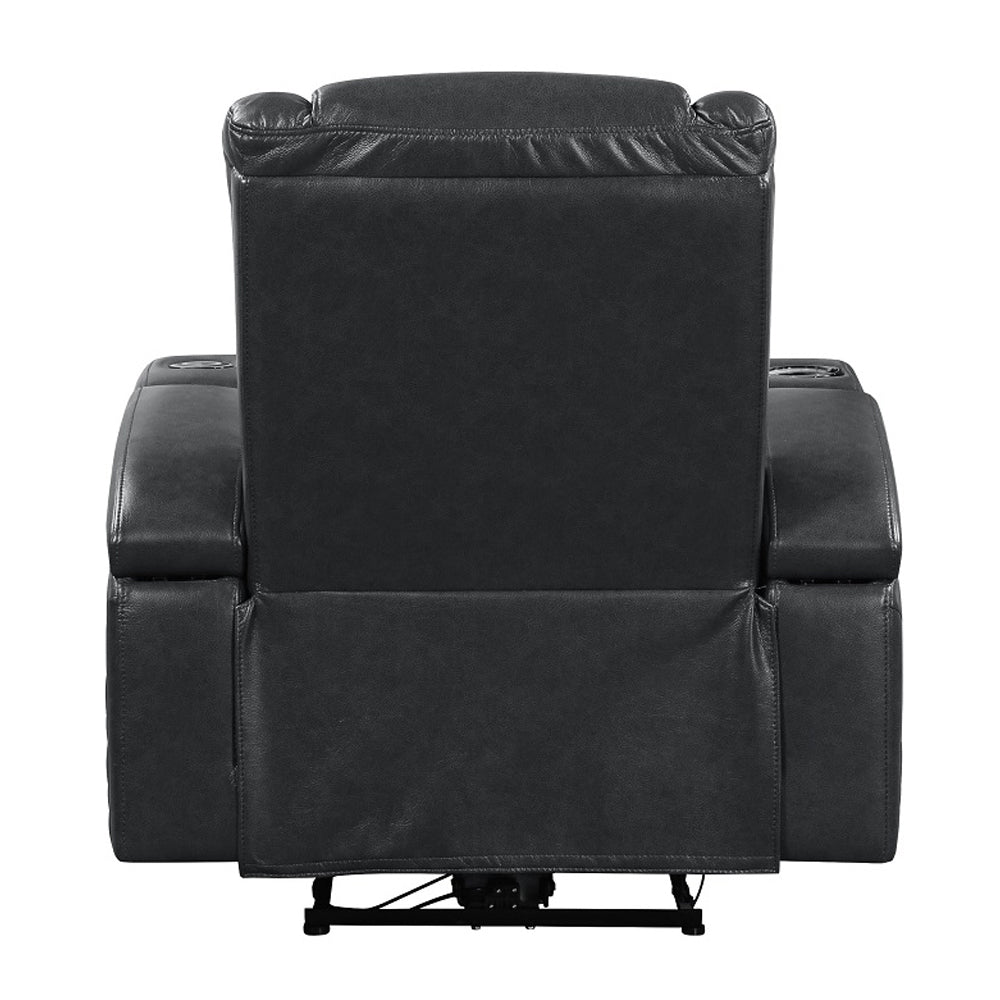 ACME Alair Dark Gray Leather Aire Power Motion Recliner with Bluetooth Speaker & Cooling Cup Holder Model LV02460