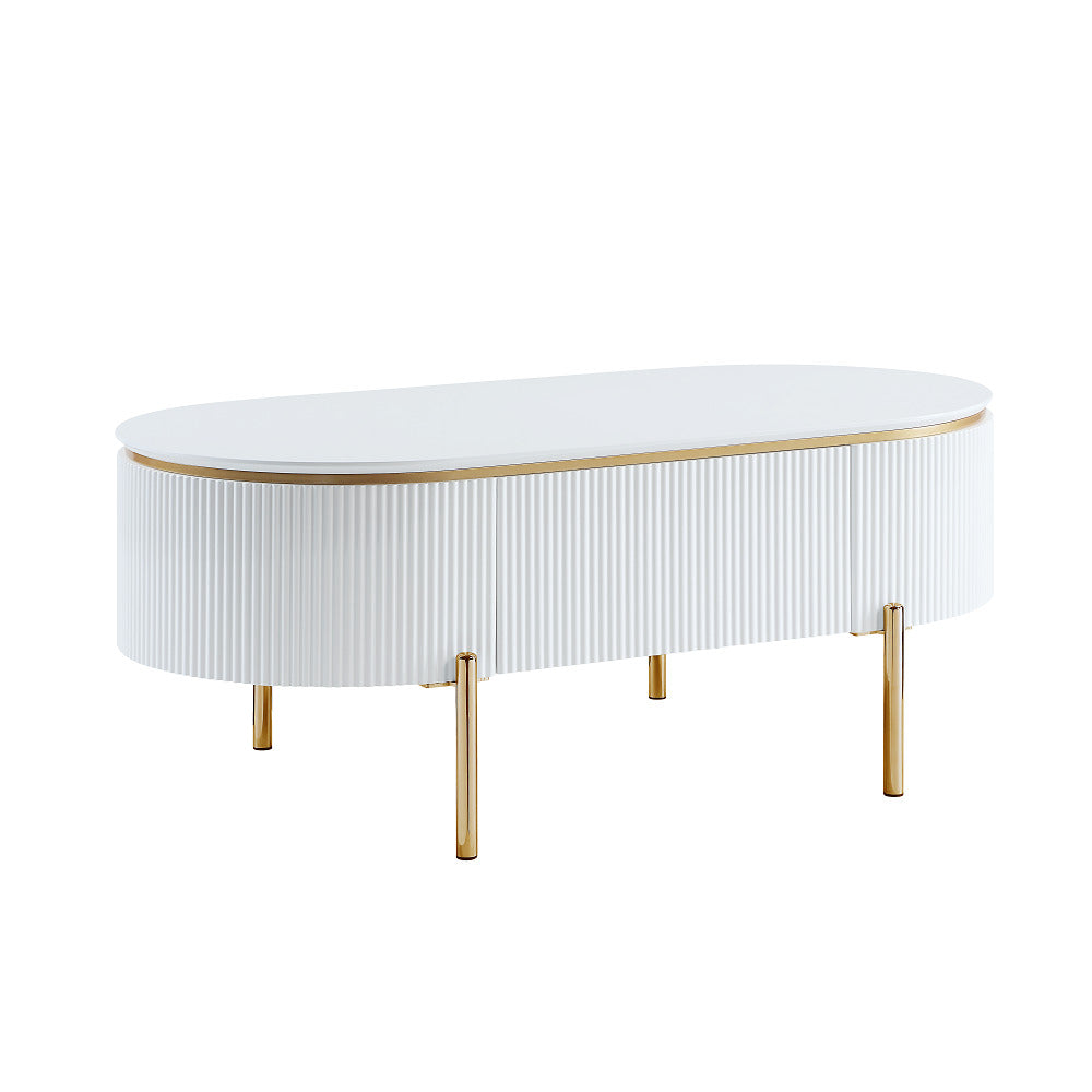 ACME Daveigh White High Gloss & Gold Coffee Table Model LV02464