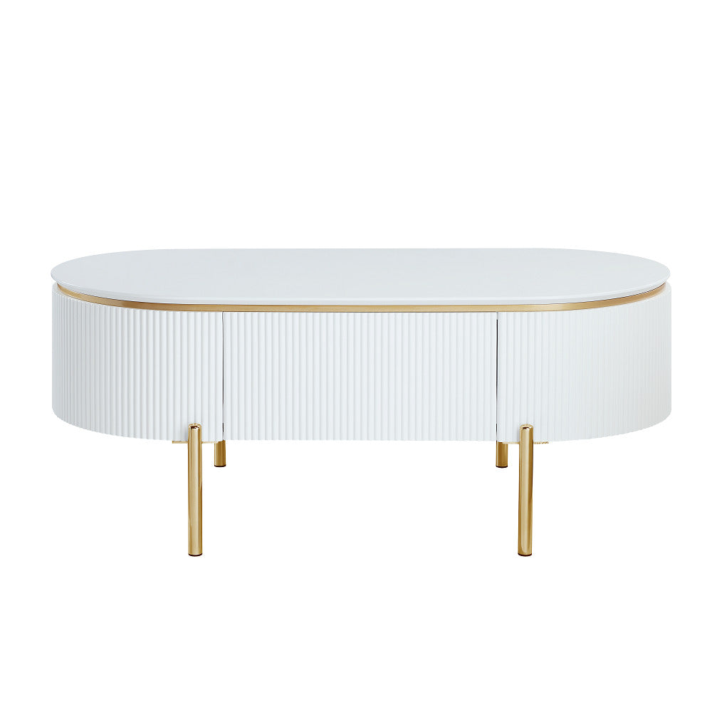 ACME Daveigh White High Gloss & Gold Coffee Table Model LV02464