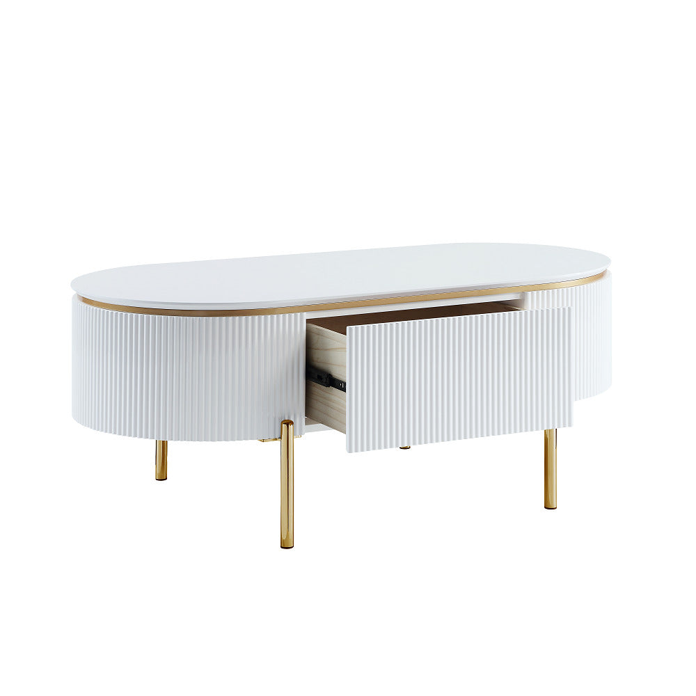 ACME Daveigh White High Gloss & Gold Coffee Table Model LV02464
