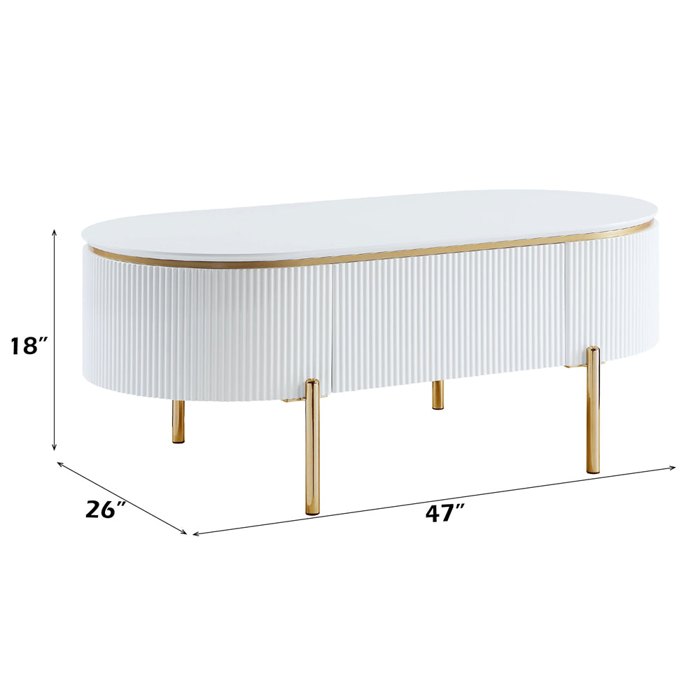 ACME Daveigh White High Gloss & Gold Coffee Table Model LV02464