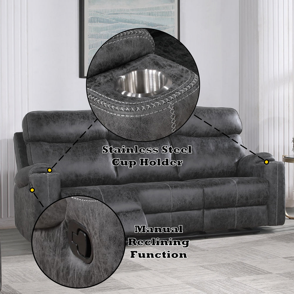 ACME Hirah Dark Gray Polish Microfiber Motion Sofa Model LV02570