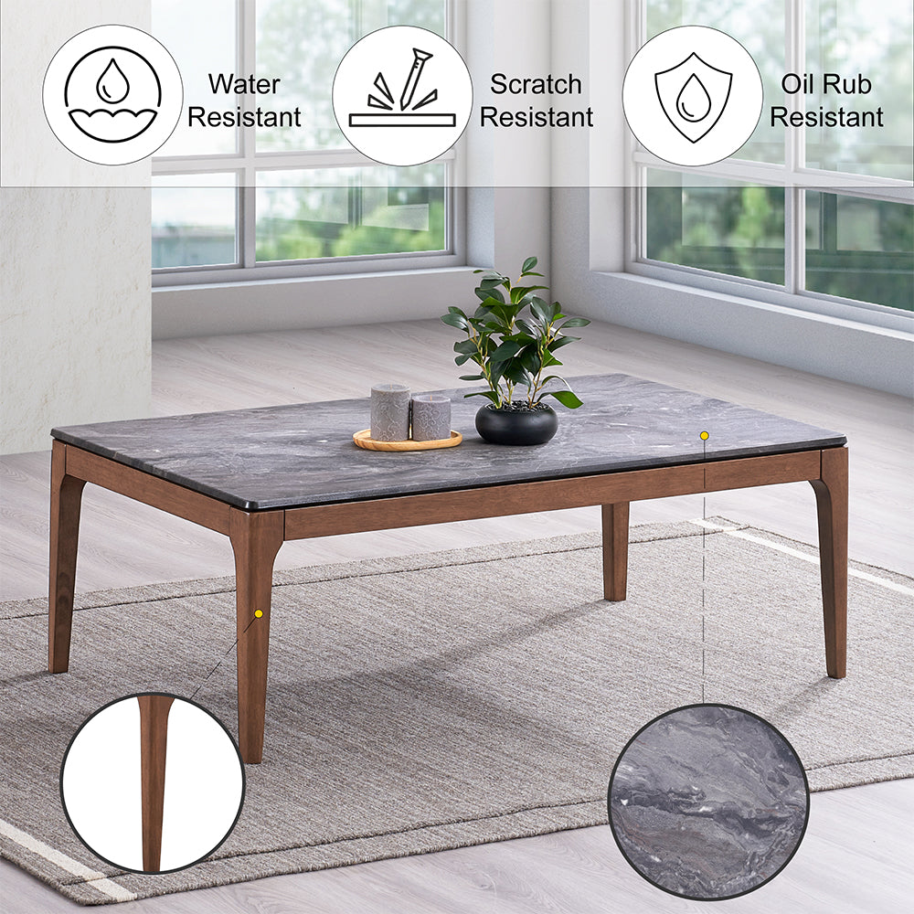 ACME Bevis Engineered Stone & Walnut Coffee Table Model LV02645