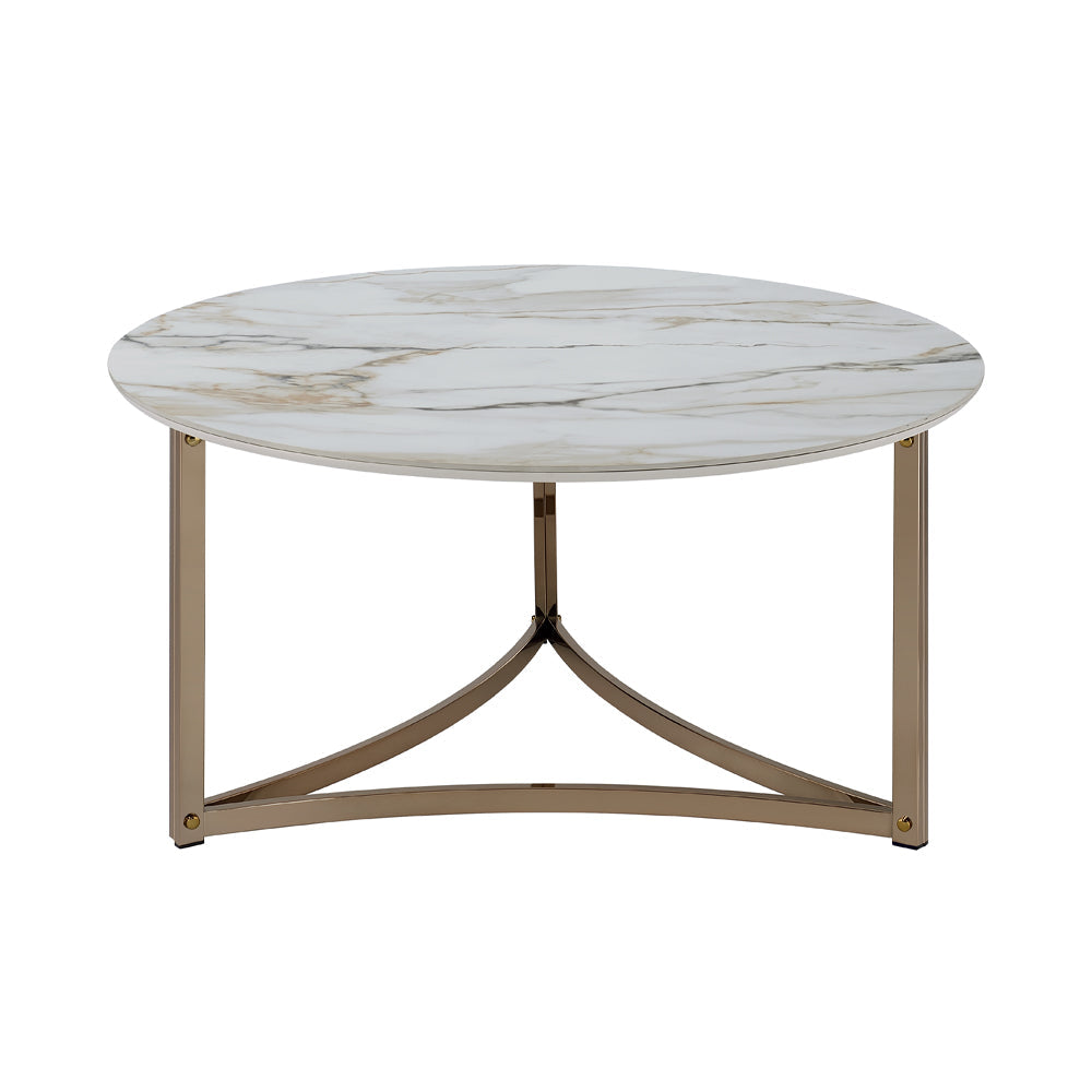 ACME Aziz Sintered Stone Top & Champagne Coffee Table Model LV02825