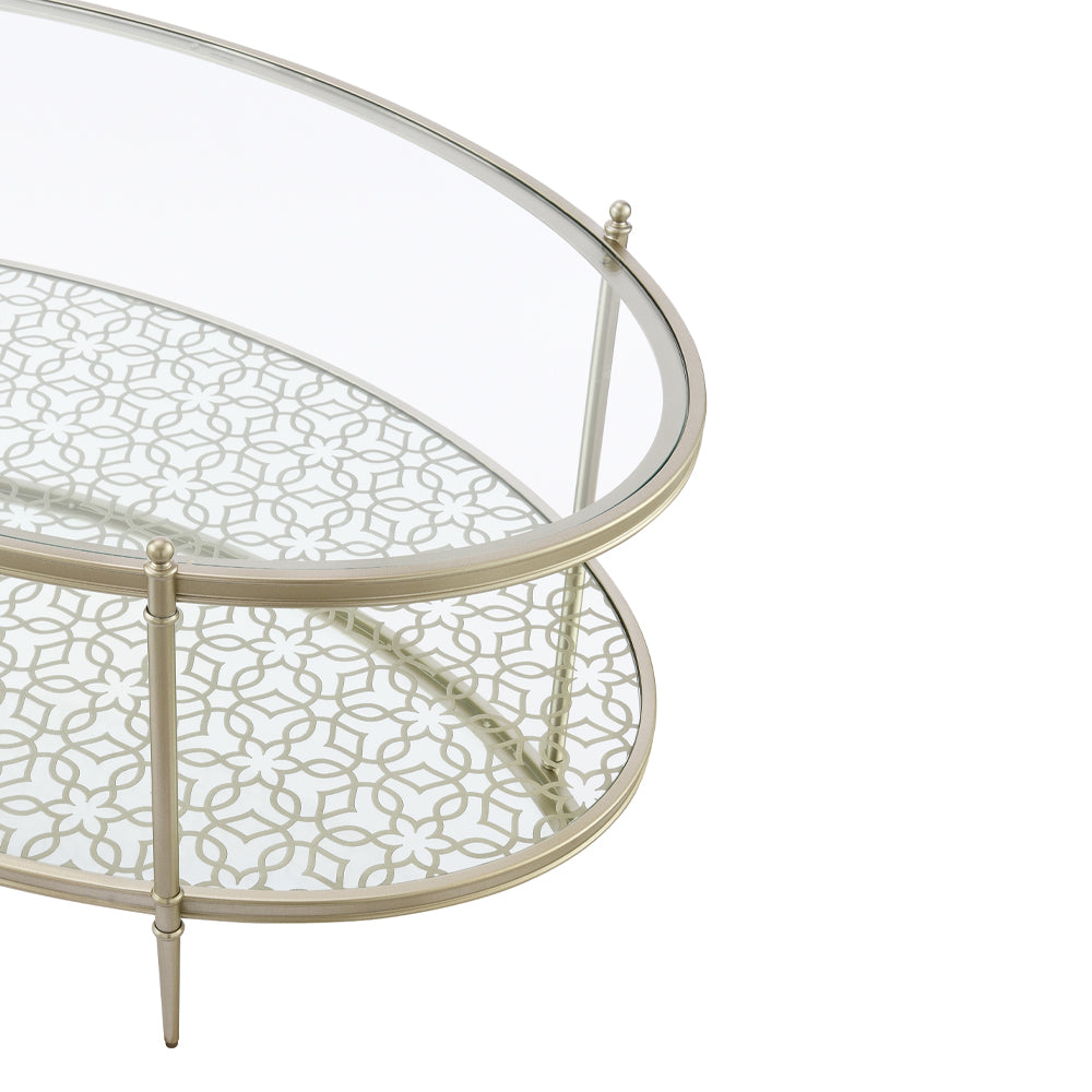 ACME Zaba Glass Top & Champagne Coffee Table Model LV02755