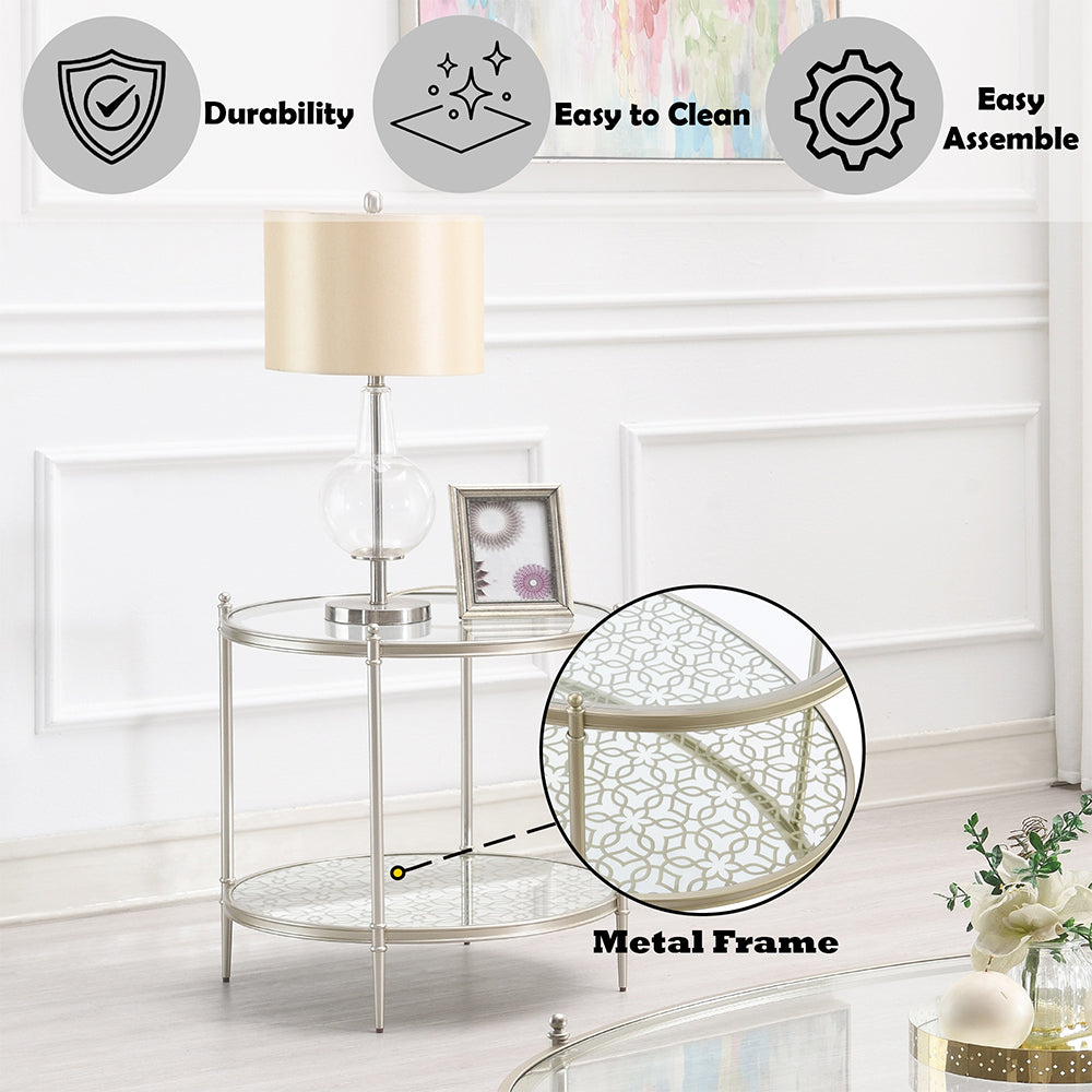 ACME Zaba Glass Top & Champagne End Table Model LV02756