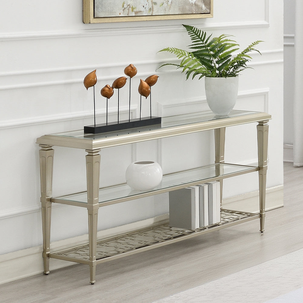 ACME Zaba Glass & Champagne Sofa Table Model LV02787