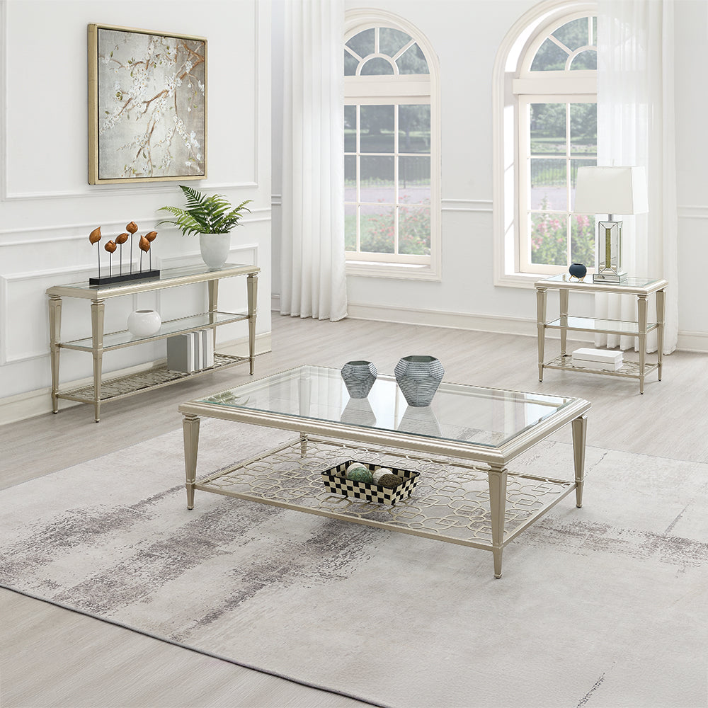 ACME Zaba Glass & Champagne Sofa Table Model LV02787