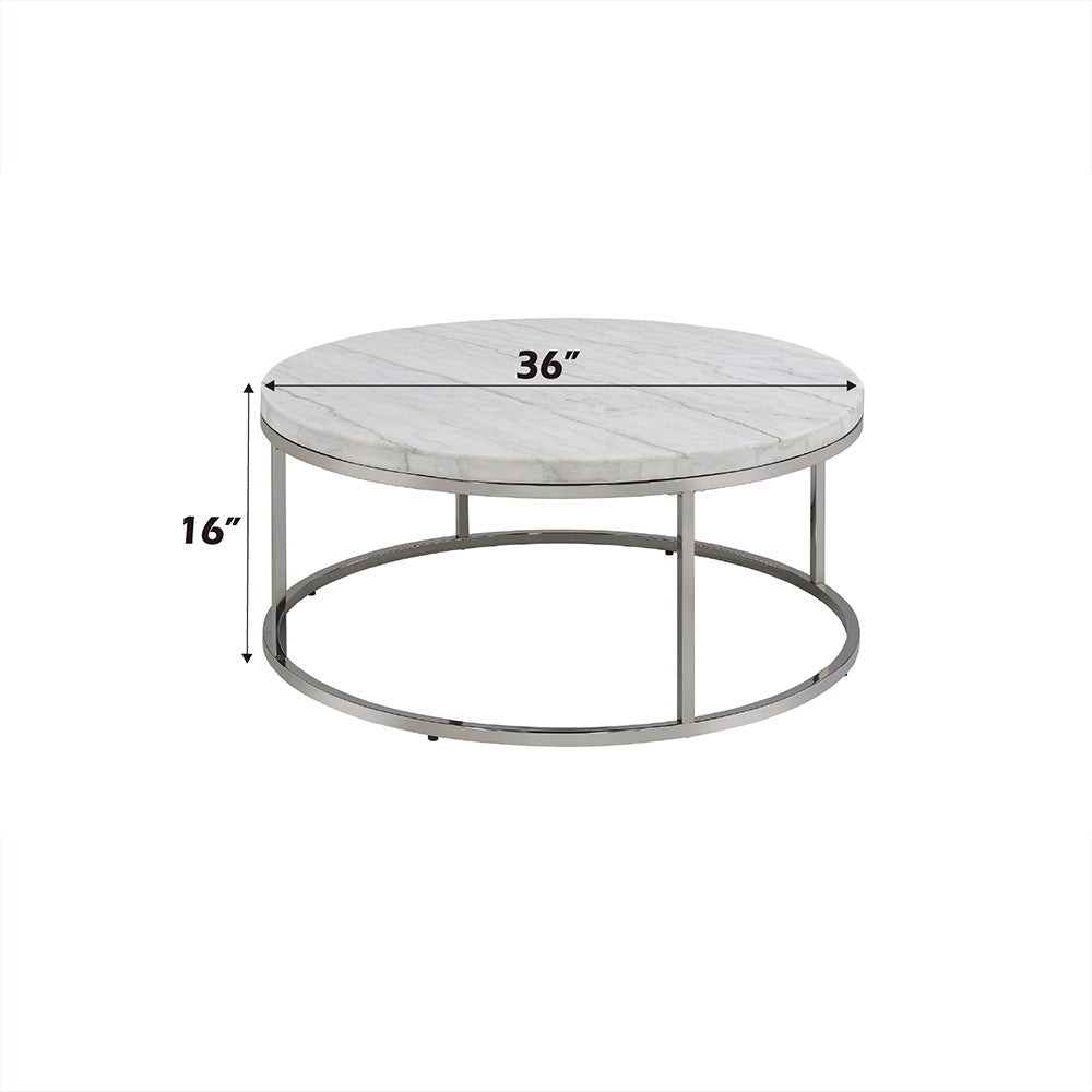 ACME Zaidee Natural Marble Top & Nickel Coffee Table Model LV02795