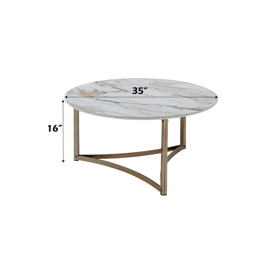 ACME Aziz Sintered Stone Top & Champagne Coffee Table Model LV02825
