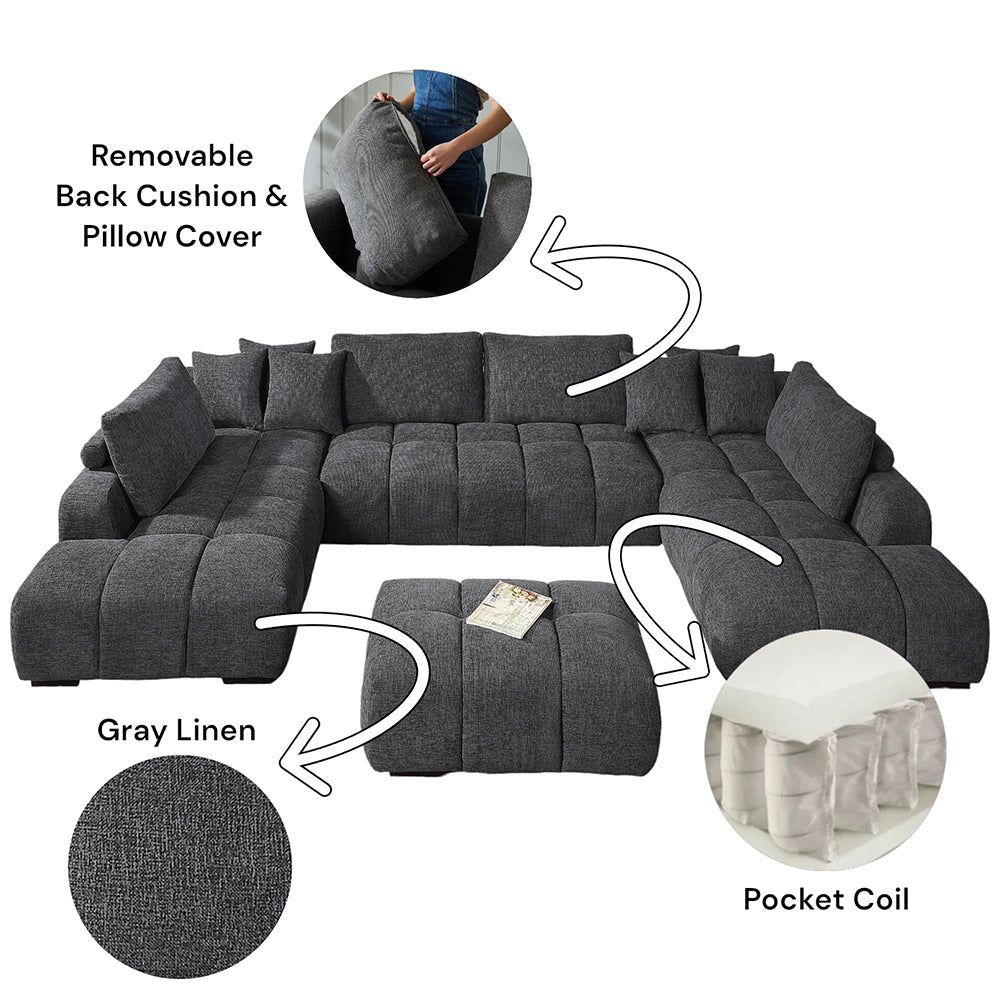 ACME Chosen Gray Chenille Ottoman Model LV02841