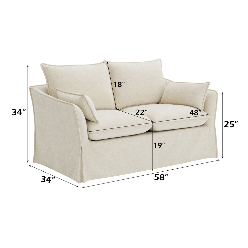 ACME Shane Beige Linen Loveseat with 2 Pillows Model LV02911