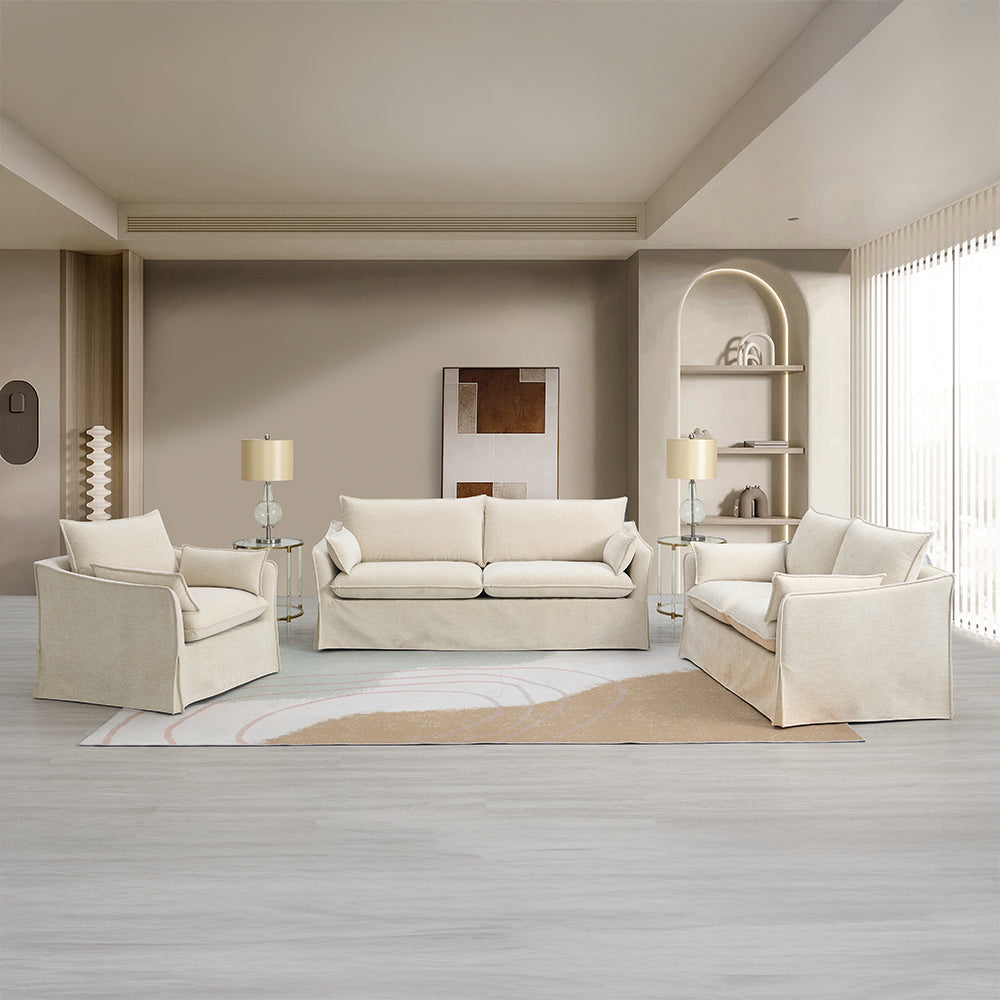 ACME Shane Beige Linen Loveseat with 2 Pillows Model LV02911
