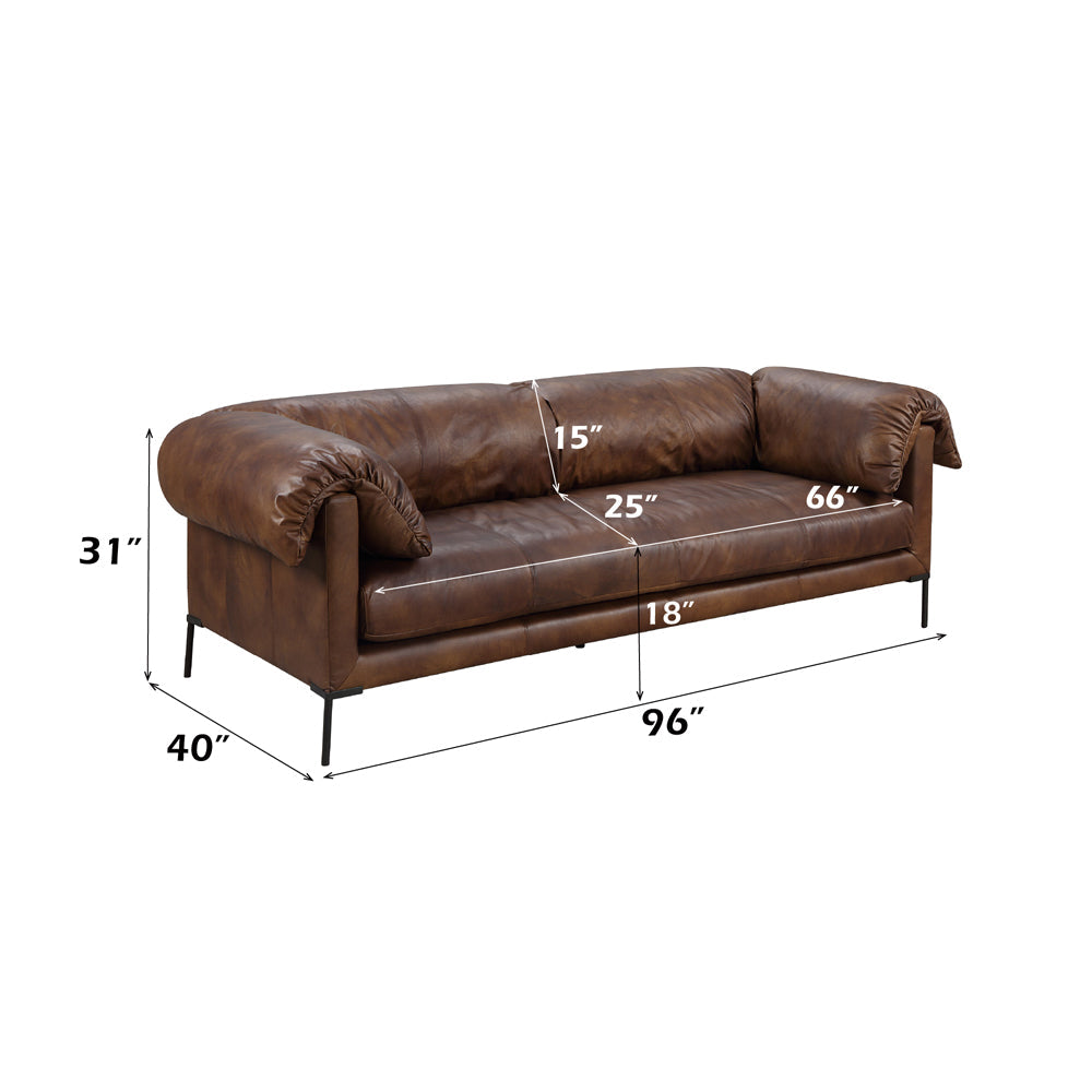 ACME Jaron Mocha Top Grain Leather Sofa Model LV02980