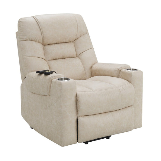 ACME Nairi Ivory Polished Microfiber Power Recliner with Lift Heating & Massage Model LV02995
