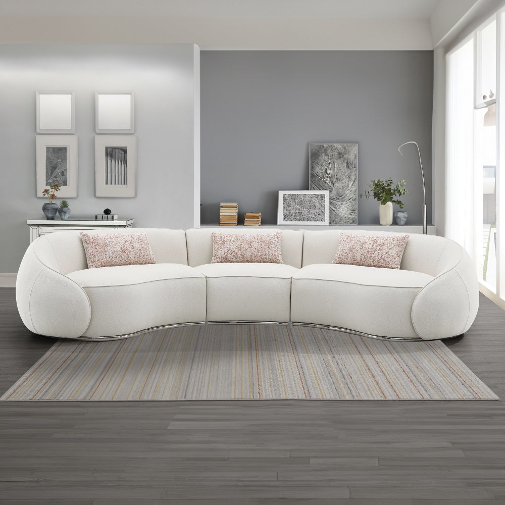 ACME Sahara Beige Boucle Sectional Sofa with 3 Pillows Model LV03010