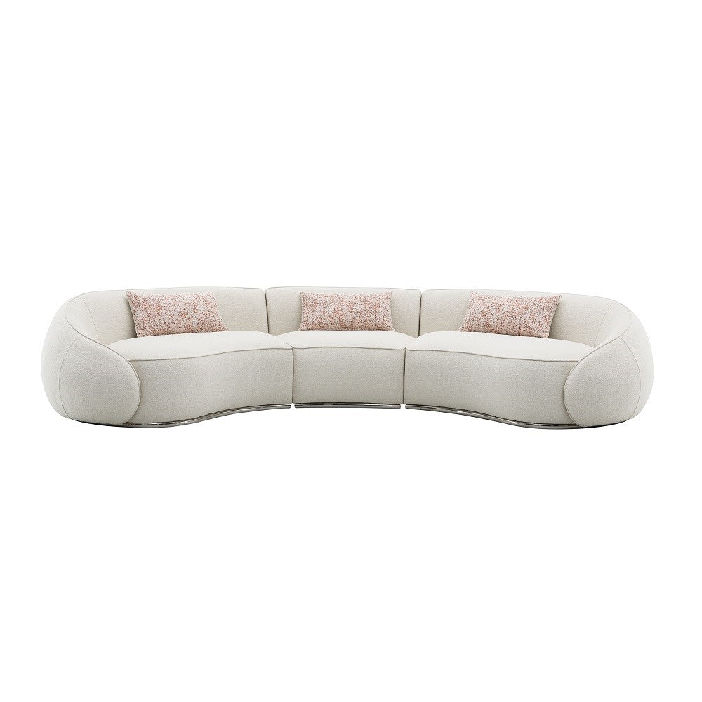 ACME Sahara Beige Boucle Sectional Sofa with 3 Pillows Model LV03010