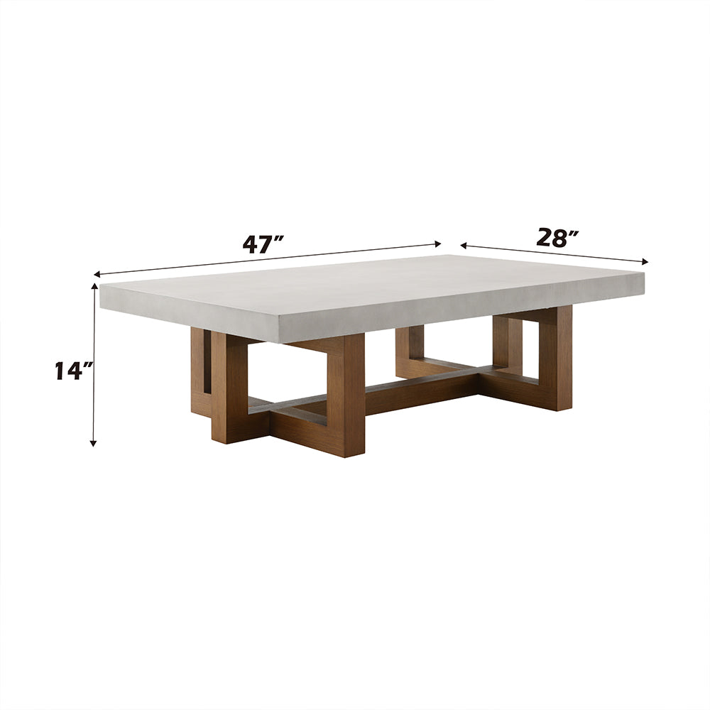 ACME Keven Faux Concrete Top & Walnut Coffee Table Model LV03015