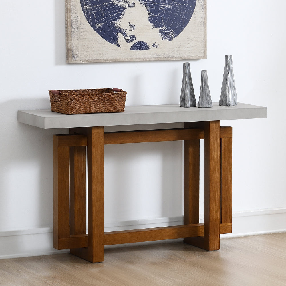 ACME Keven Faux Concrete Top & Walnut Sofa Table Model LV03017